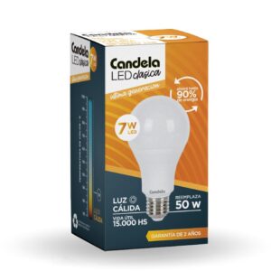 LAMPARA LED 7W LUZ CALIDA CANDELA