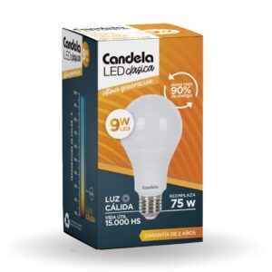LAMPARA LED 9W LUZ CALIDA CANDELA