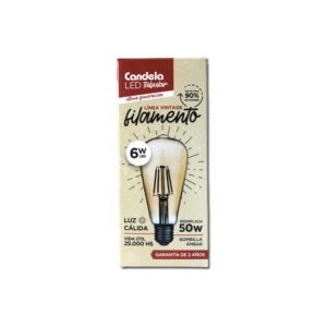 LAMPARA LED FILAMENTO TUBULAR 6W CANDELA
