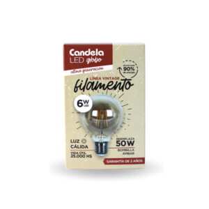 LAMPARA LED FILAMENTO GLOBO 6W CANDELA
