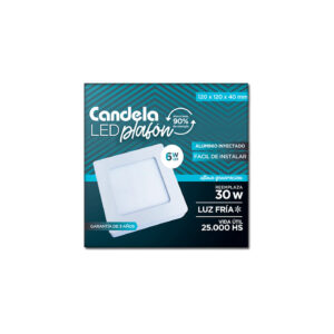 PLAFON LED CUADRADO 6W FRIO CANDELA
