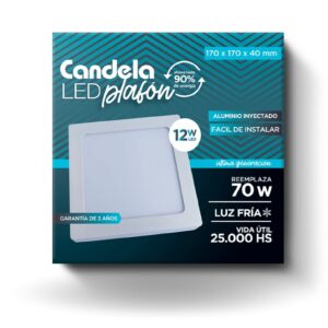 PLAFON LED CUADRADO 12W FRIA CANDELA