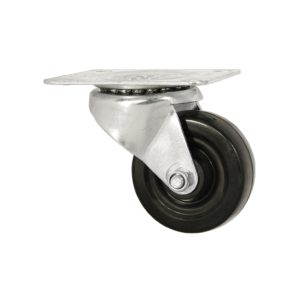 RUEDA GOMA NEGRA BASE GIRATORIA 65MM