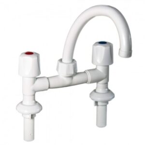 CANILLA MEZCLA 2 AGUA MESADA PICO CURVO BCO GINYPL