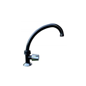 CANILLA MESADA 1 AGUA PICO CURVO PVC NEGRO GINYPLA
