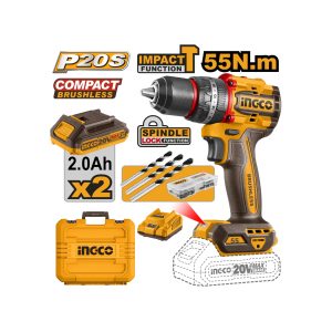 TALADRO ATORN. PERCUTOR 55NM 20V (2BAT+CARG+ACCS)