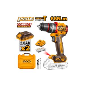 TALADRO PERC 66NM 20V C/ 2BAT+CARGADOR+ACCES INGCO